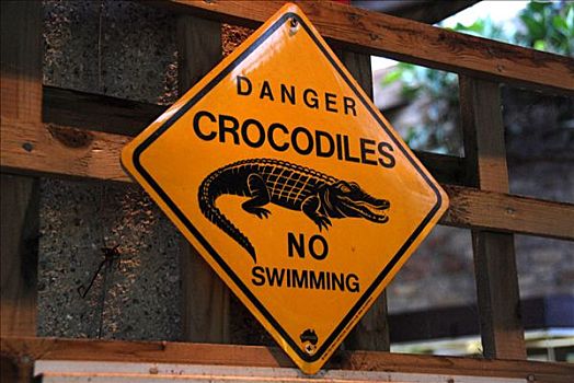 标识,危险,鳄鱼,禁止游泳,动物园,英格兰,英国,欧洲