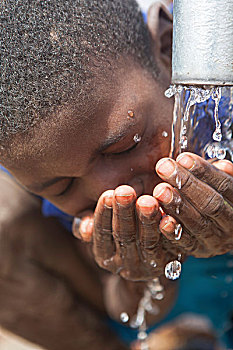 布基纳法索,靠近,瓦加杜古,头像,男孩,饮用水