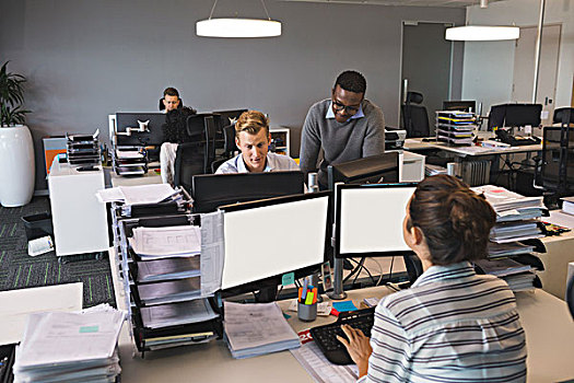 同事,工作,电脑,书桌,办公室