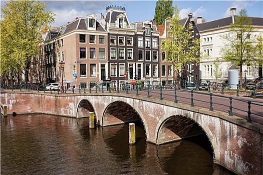 桥,上方,运河,房子,阿姆斯特丹