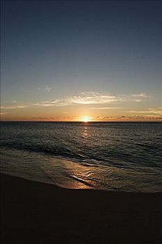 夏威夷,瓦胡岛,北岸,水,岸边,漂亮,沙滩,日落