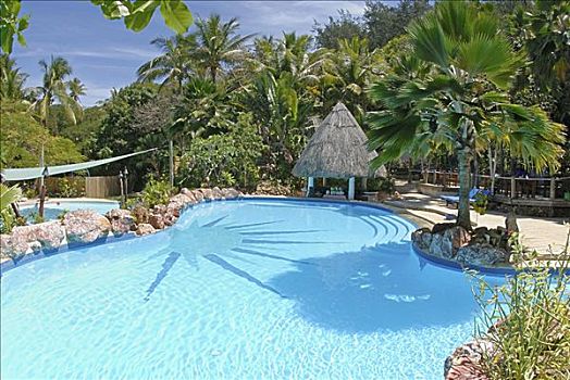 斐济,玛玛努卡群岛,游泳池,围绕,热带,景色,岛屿,风格,酒吧