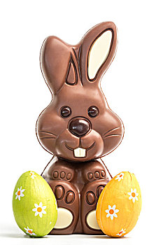 可爱,巧克力兔,两个,复活节彩蛋