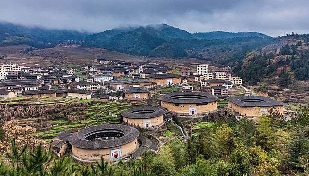 福建省,龙岩市,永定区,楼群,建筑,景观