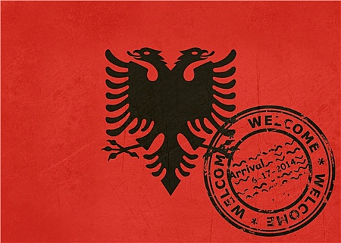 欢迎,阿尔巴尼亚,旗帜,护照