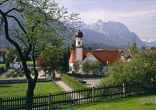 教区教堂,圣徒,正面,上巴伐利亚,德国,欧洲