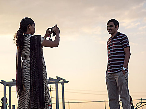 剪影,女人,摄影,男人,迈索尔,印度