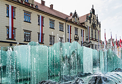 波兰,弗罗茨瓦夫,老城,喷泉