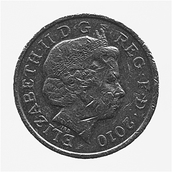 黑白,女王,一英镑硬币