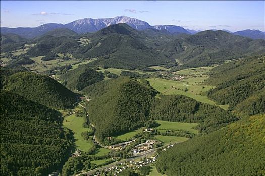 航拍,锯木场,背景,山,下奥地利州