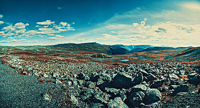 挪威,高山,全景,风格,彩色,效果