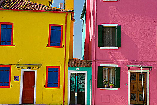 彩色,建筑,排列,运河,威尼斯,意大利
