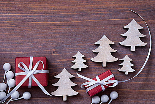 红色,圣诞礼物,礼物,白色,丝带,树,留白