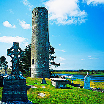 墓地,圆塔,10世纪,爱尔兰