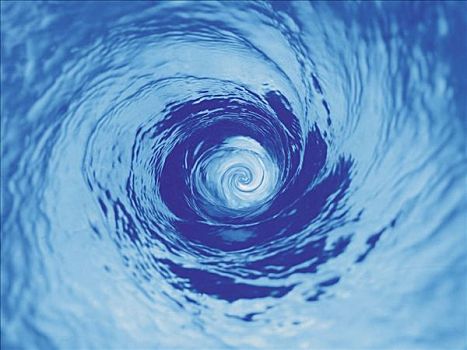 水,漩涡,湍流,能量,急流,猛烈,洞,彩色,对比,蓝色