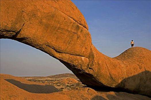 纳米比亚,纳米布沙漠,山,一个,特征,公园,印象深刻,石头,拱形,日落,旅游,攀登,山脊