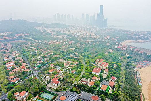 航拍山东青岛八大关景区