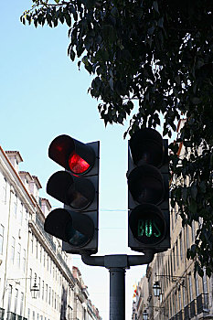 红色,红灯,绿色,罗西奥,里斯本,葡萄牙
