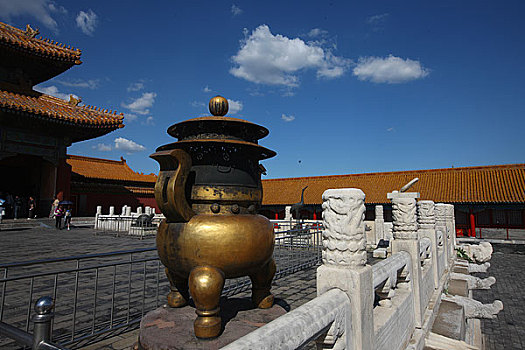 北京故宫乾清宫前的铜炉