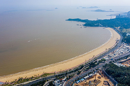 航拍广东珠海香炉湾沙滩