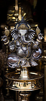 金属,象头神迦尼萨,雕塑,喀拉拉,印度,亚洲