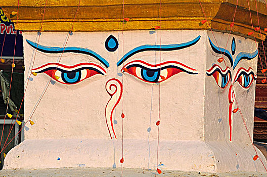 尼泊尔,加德满都,佛塔,装饰,眼睛,庙宇