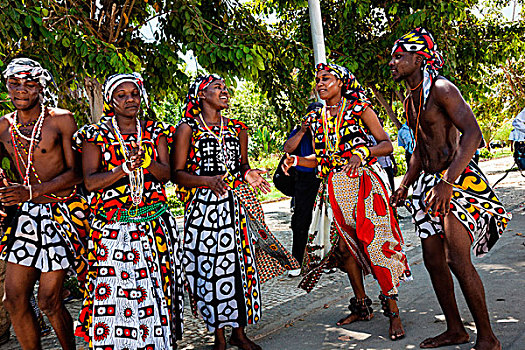 非洲,安哥拉,群体,跳舞,传统服饰
