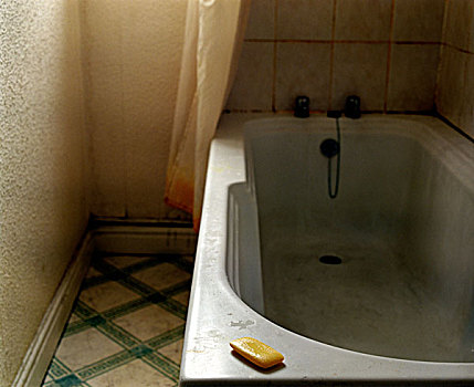黄色,肥皂,坐,边缘,脏,沐浴,浴缸,淋浴,帘,背景,浴室,紧急,和谐,提供,人,寻找,曼彻斯特,英格兰