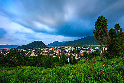 俯瞰,古镇,古村,山村,松树