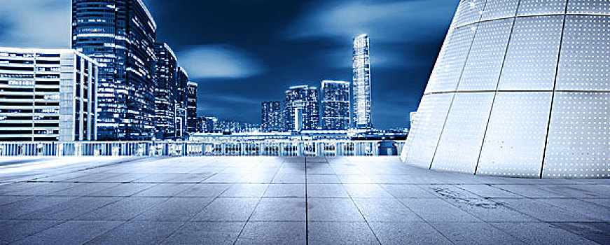 空,地面,正面,現代建筑,夜晚