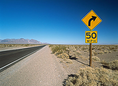 路标,旁侧,道路,莫哈维沙漠