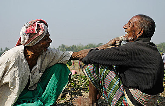 头像,微笑,老人,乡村,孟加拉,一月,2008年