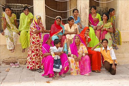 印度女人,等待,堡垒,拉贾斯坦邦,北印度,亚洲