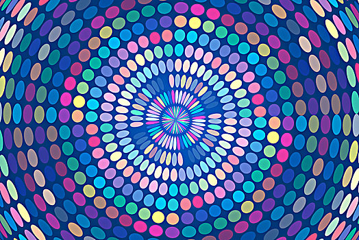 彩色圆点组成旋转径向抽象背景