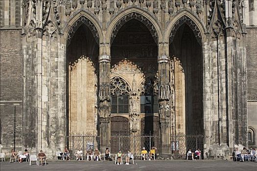 入口,乌尔姆,大教堂,站立,正面,巴登符腾堡,德国,欧洲