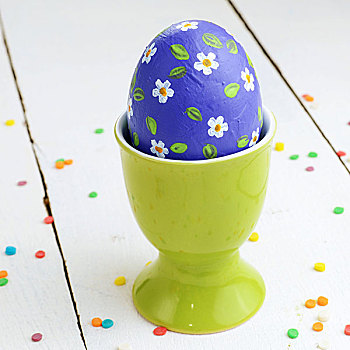 蓝色,涂绘,复活节彩蛋,白色背景,桌子,糖粒浇料