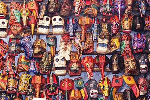 木质,面具,市场,危地马拉