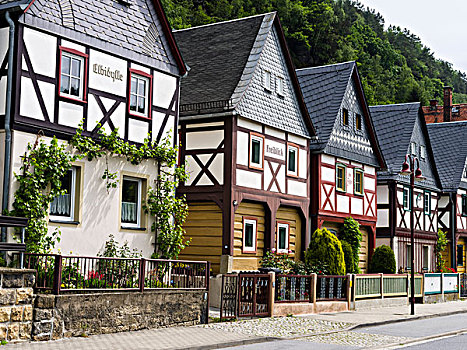 传统,半木结构,建筑,乡村,坏,夏天,撒克逊瑞士,萨克森,德国,大幅,尺寸