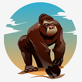 大猩猩,插画,愤怒