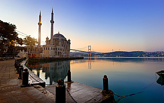 清真寺,博斯普鲁斯海峡,伊斯坦布尔,早晨,土耳其