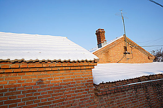 雪景,庙宇,雪,除雪