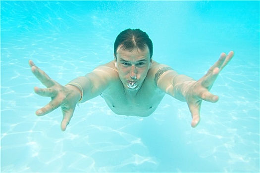 男人,游泳,水下,游泳池