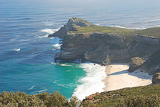 南非开普敦好望角山大海沙滩浪俯视