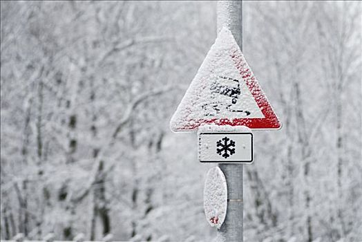 积雪,标识,光滑,道路,德国