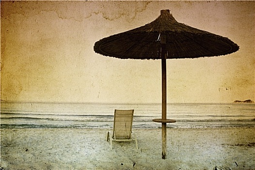 太阳椅,伞,海滩