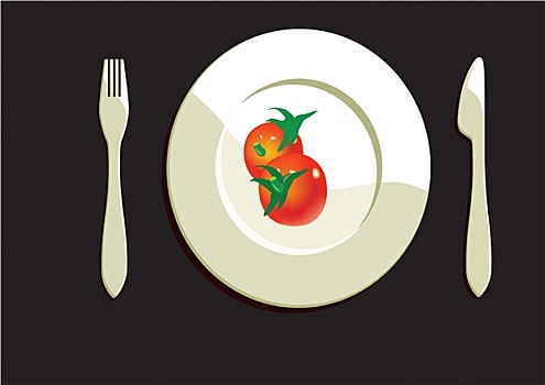 就餐,盘子,西红柿