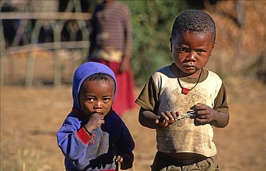 孩子,乡村,马达加斯加
