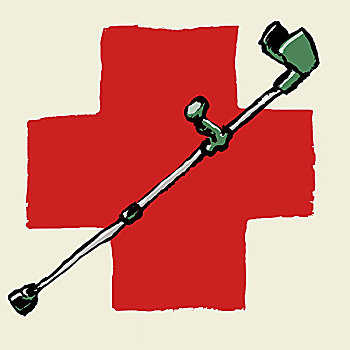 插画,图像,拐杖,国际,红十字
