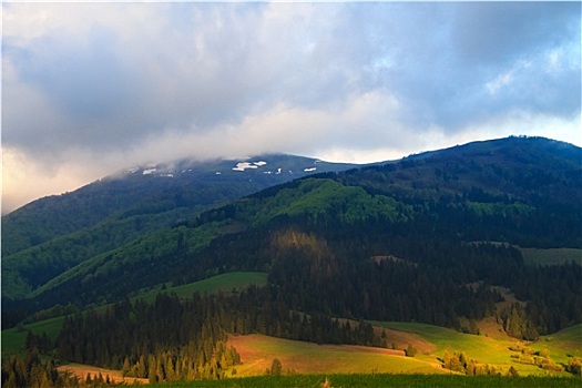 多云,风景,喀尔巴阡山脉地区