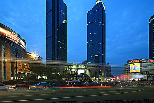 上海徐家汇风光夜景